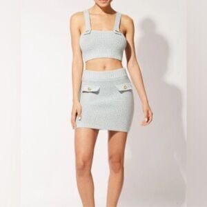 SOLID & STRIPED NWT Kayla tube top , Ronnie skirt set Crochet chenille‎ Lt blue